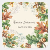 Rustic Herfstbos Baby Shower Vierkante Sticker (Voorkant)