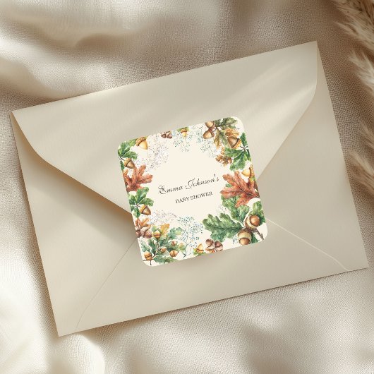 Rustic Herfstbos Baby Shower Vierkante Sticker