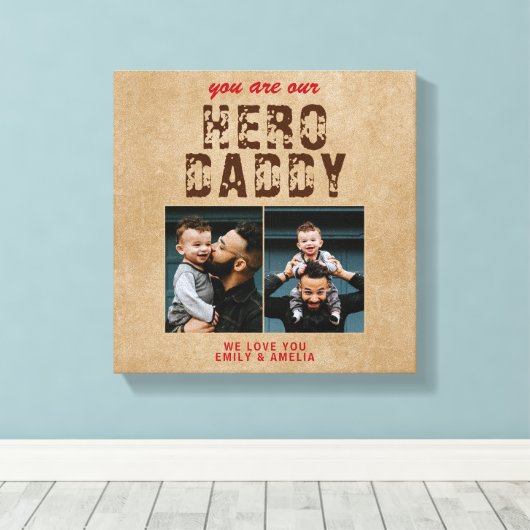 Rustic Hero Papa vaders Dag 2 Foto Collage Canvas Afdruk (Insitu (Houten vloer))