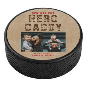 Rustic Hero Papa vaders Dag 2 Foto Collage Hockey Puck