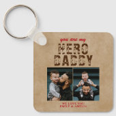 Rustic Hero Papa vaders Dag 2 Foto Collage Key Sleutelhanger (Voorkant)