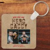 Rustic Hero Papa vaders Dag 2 Foto Collage Key Sleutelhanger (Achterkant)