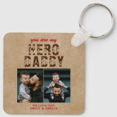 Rustic Hero Papa vaders Dag 2 Foto Collage Key Sleutelhanger (Achterkant)