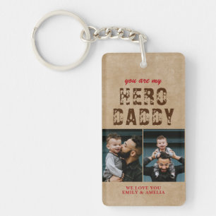 Rustic Hero Papa vaders Dag 2 Foto Collage Sleutelhanger
