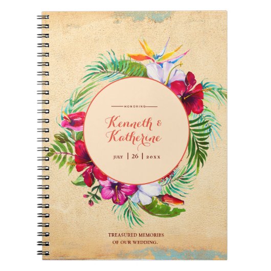 Rustic Hibiscus Tropical Wedding Guestbook Notitieboek (Voorkant)