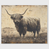 Rustic Highland Cattle Decoupage Cadeaupapier (Vlak)