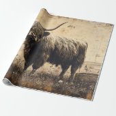Rustic Highland Cattle Decoupage Cadeaupapier (Uitgerold)