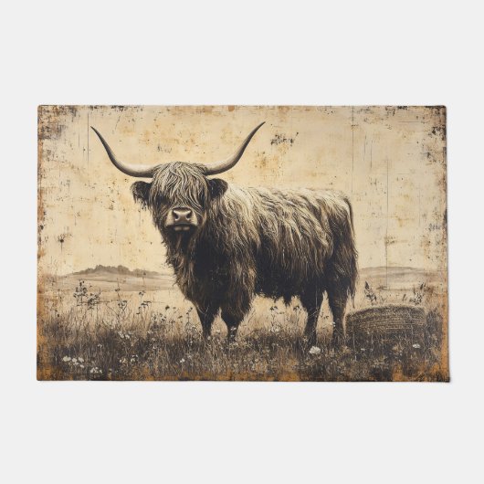 Rustic Highland Cattle Deurmat (Voorkant)