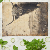 Rustic Highland Cattle Theedoek (Gevouwen)