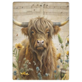 Rustic Highland Cow  Klembord (Achterkant)