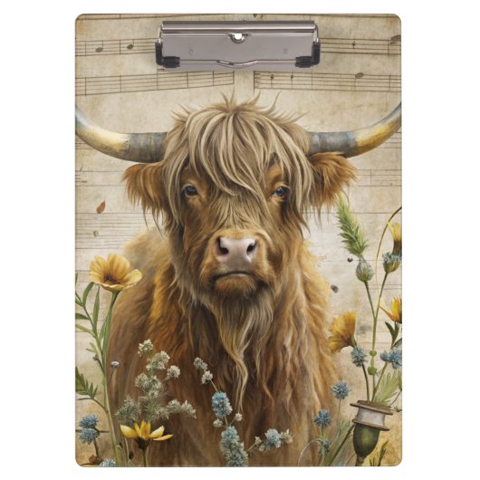 Rustic Highland Cow  Klembord (Voorkant)