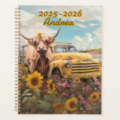 Rustic Highland Cow Vintage Truck Sunflowers  (Devant)