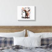 Rustic Highland Koe Ghost Halloween Canvas Afdruk (Insitu (Slaapkamer))