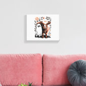 Rustic Highland Koe Ghost Halloween Canvas Afdruk (Insitu (Woonkamer))