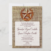 Rustic Hoefijzer Star Burlap Wedding Invitations Kaart (Voorkant)