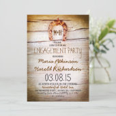 Rustic hoefijzer Wood Engagement Party Invitation Kaart (Staand voorkant)