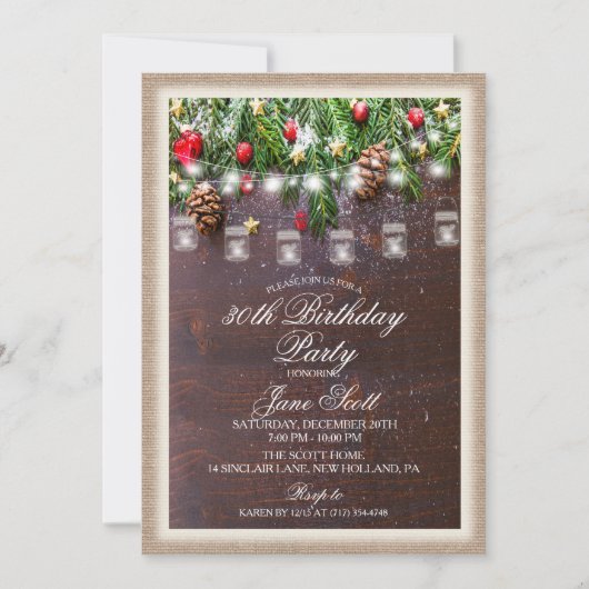 Rustic Holiday Anniversaire Fête Invitation (Devant)