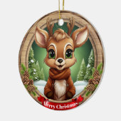 Rustic Holiday Character Xmas Reindeer Gift 🦌🎄 Keramisch Ornament (Links)