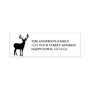 Rustic Holiday Forest Family Name Return Address Zelfinktende Stempel