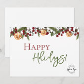 Rustic Holiday Greenery & Citrus Orange business  Bedankkaart (Voorkant / Achterkant)