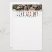 Rustic Holiday Love and Joy Pine Cone Briefpapier (Voorkant / Achterkant)