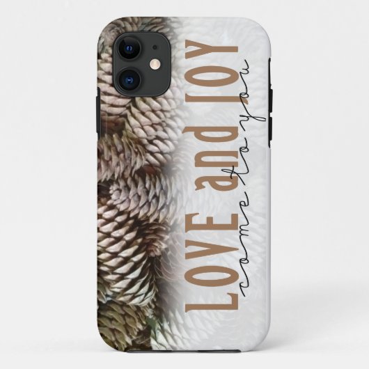 Rustic Holiday Love and Joy Pine Cone Case-Mate iPhone Case (Achterkant)