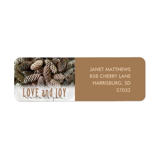 Rustic Holiday Love and Joy Pine Cone Etiket (Voorkant)