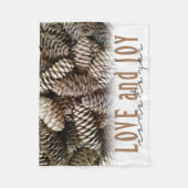 Rustic Holiday Love and Joy Pine Cone Fleece Deken (Voorkant)
