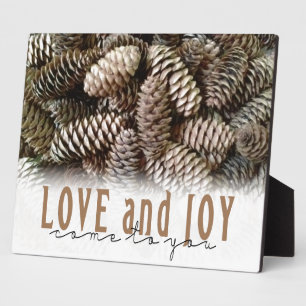 Rustic Holiday Love and Joy Pine Cone Fotoplaat