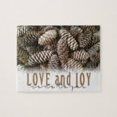 Rustic Holiday Love and Joy Pine Cone Legpuzzel (Horizontaal)