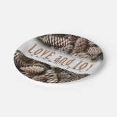 Rustic Holiday Love and Joy Pine Cone Papieren Bordje (Gekanteld)