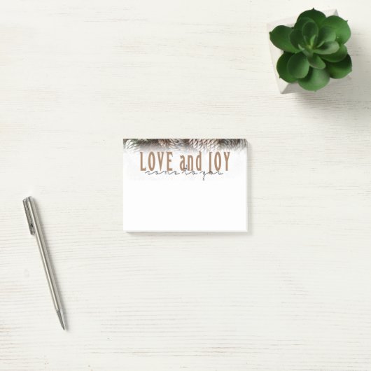 Rustic Holiday Love and Joy Pine Cone Post-it® Notes (Kantoor)