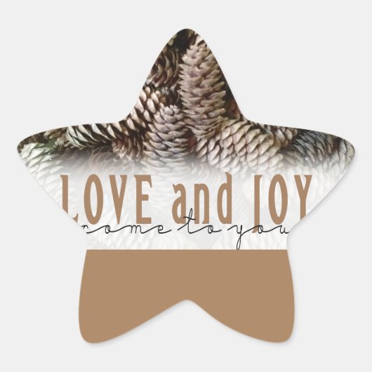 Rustic Holiday Love and Joy Pine Cone Ster Sticker (Voorkant)