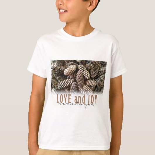 Rustic Holiday Love and Joy Pine Cone T-shirt (Voorkant)