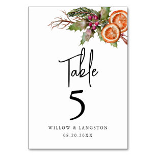 Rustic Holiday Mariage Numéro de table