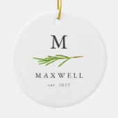 Rustic Holiday Pine laat Monogram foto Keramisch Ornament (Voorkant)