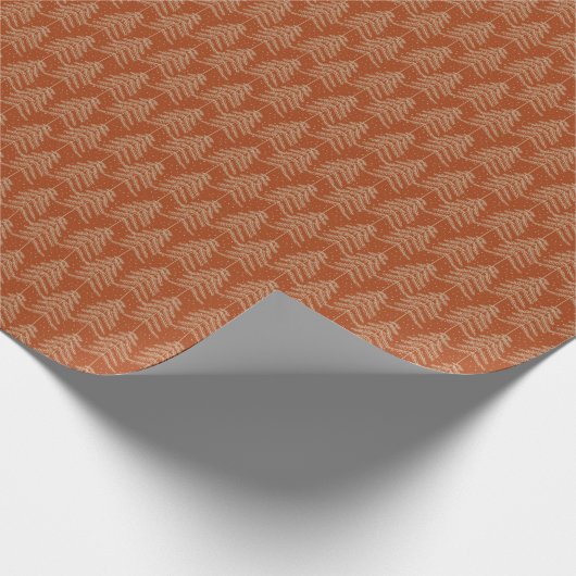 Rustic Holiday Pine Tree Pattern Rust Golden Brown Cadeaupapier (Hoek)