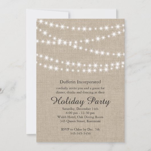 Rustic Holiday Twinkle Lights Invitation (corp) (Devant)