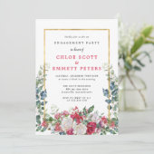 Rustic Holly Berries Winter Engagement Party Kaart (Staand voorkant)