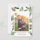 Rustic Holly-kerstfotokaarten Bedankkaart (Voorkant)