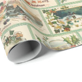  Rustic Holly-kerstkaart collage Cadeaupapier (Rol Hoek)