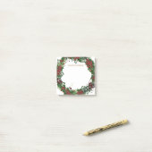 Rustic holly mongrammed Kerstmis Post-it® Notes (Op bureau)