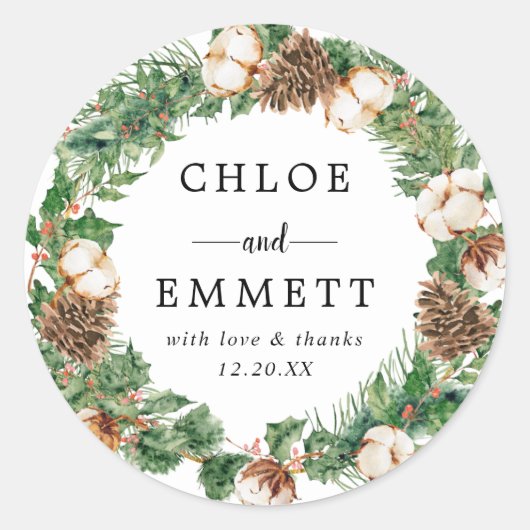 Rustic Holly Pine Wedding Dank je wel voor zegels (Voorkant)