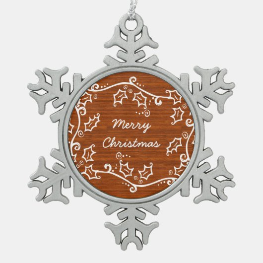 Rustic Holly Snowflake Ornament (Voorkant)