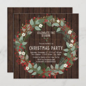 Rustic Holly Wreath kerstfeest Kaart (Voorkant / Achterkant)