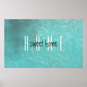 Rustic Home Sweet Home Blauwgroen Poster