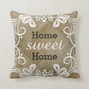 Rustic Home Sweet Home Burlap Kussen