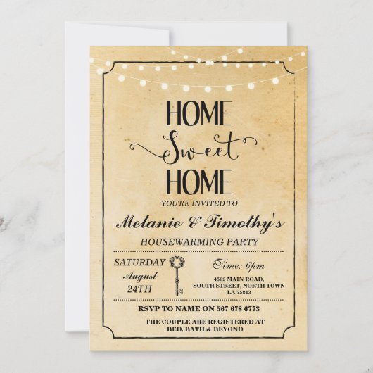 Rustic Home Sweet Home Invitation au réchauffement (Devant)