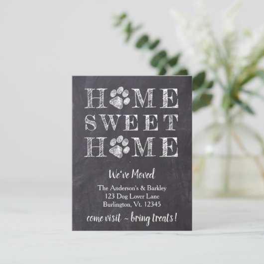 Rustic Home Sweet Home We hebben Dog Pet Moving Aankondiging (Staand voorkant)