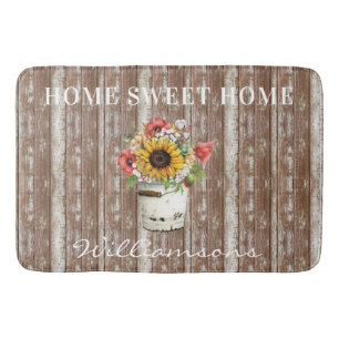 Rustic Home Sweet Home Wood Familienaam Badmat
